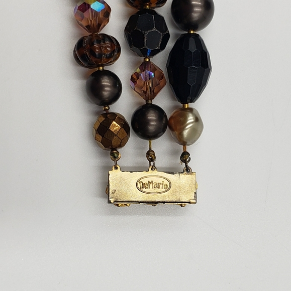 Vintage DeMario Jewelry Set MCM Black Tan Gold Pearl - Picture 10 of 16